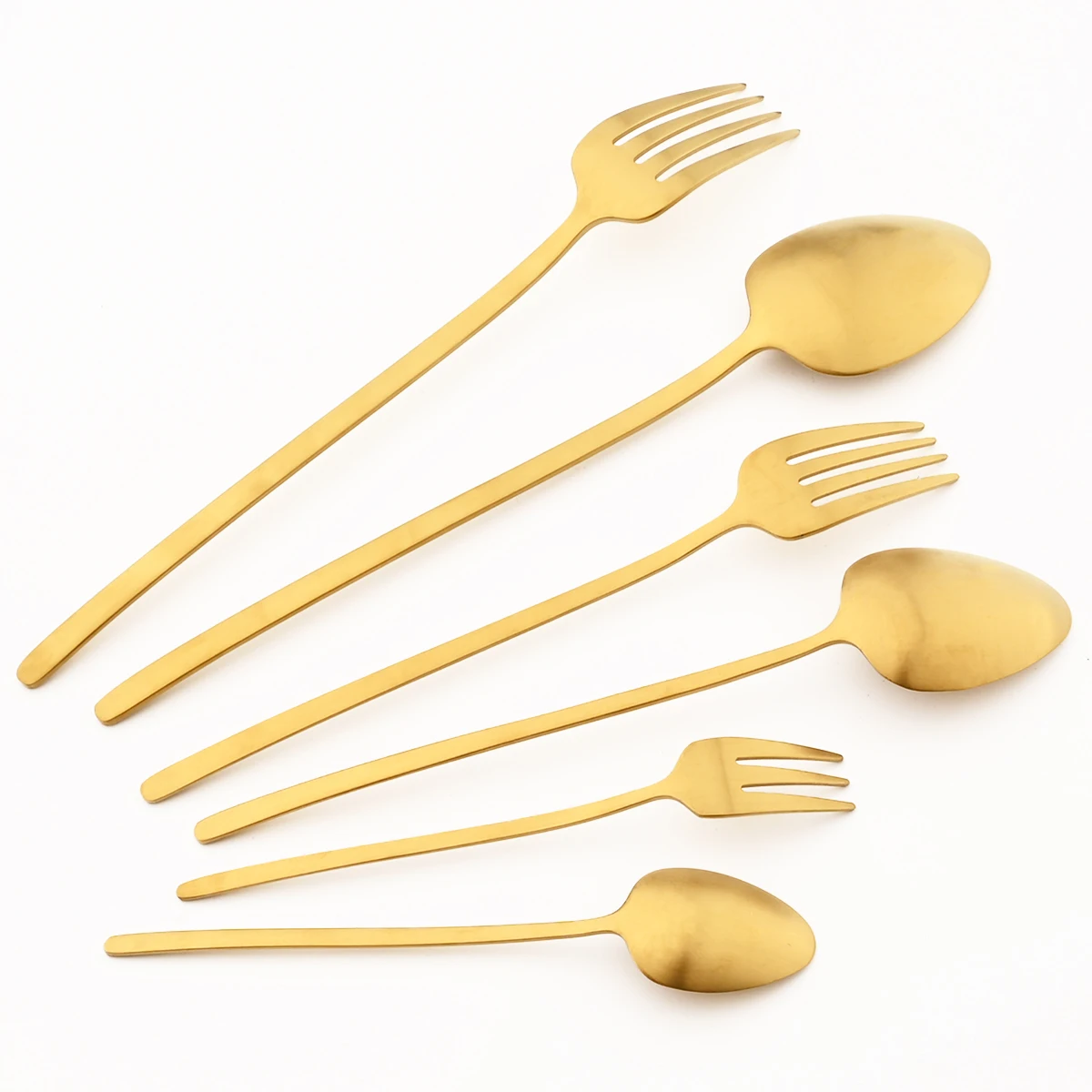 Rose Gold Dinnerware 18/10 Stainless Steel Cutlery Set Matte Knife Cake Fork Dessert Spoon Tableware Kitchen Flatware Silverware