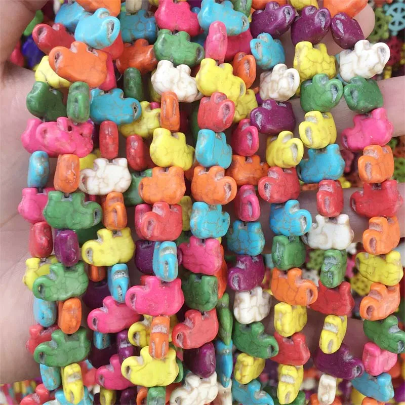 Elephant 11*15/15*20/17*21MM Blue White Mix Color Howlite Gem-stone Side Ways Flat Loose Beads DIY Woman Bracelet