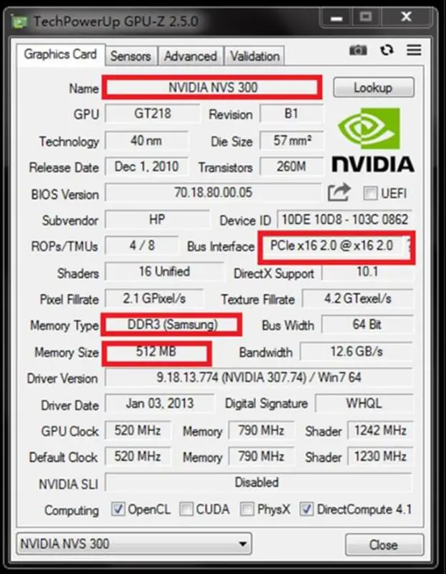 Imagem -06 - Suporte de Perfil Inferior Quadro Nvidia Nvs300 512m Ddr3 Pcie Placa de Vídeo Gráfica com Cabo Dms59 de Alta Qualidade