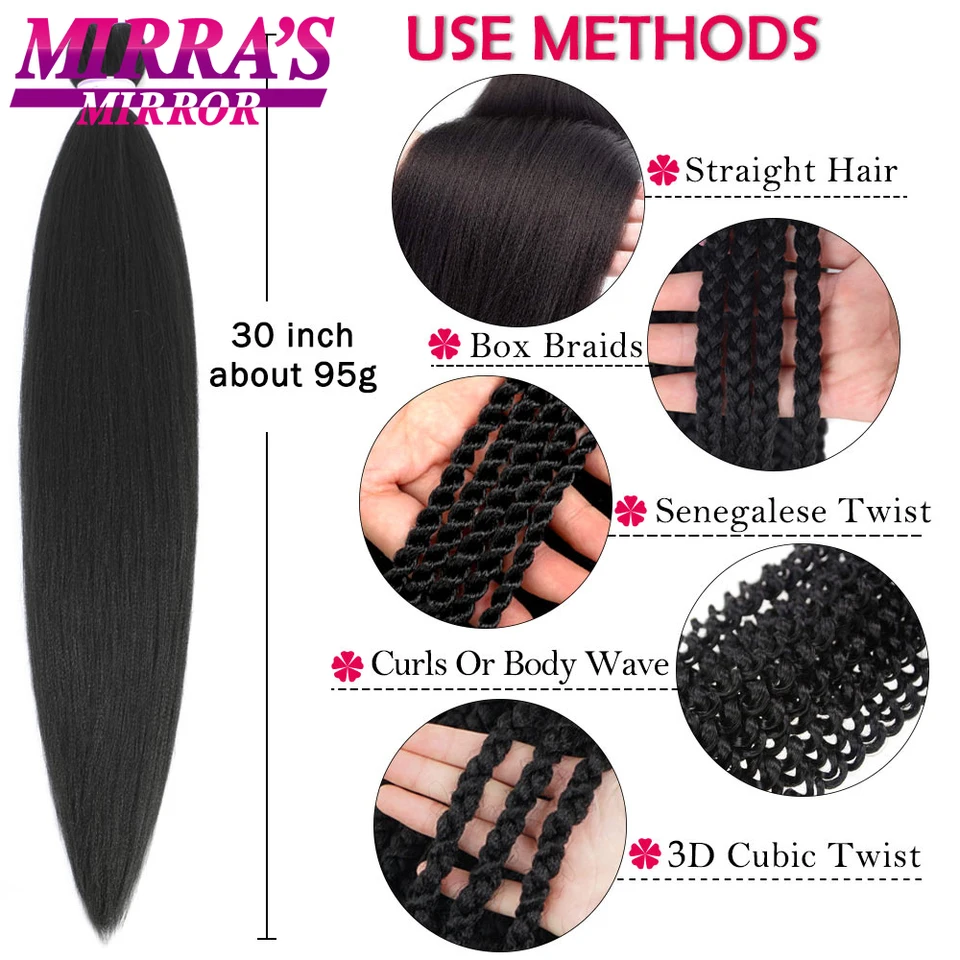 Trenzas para cabello preestiradas con ombre, jumbo, extensión sintética recta YAKI, 1/3/6/8/10 piezas, espejo de Mirra 5