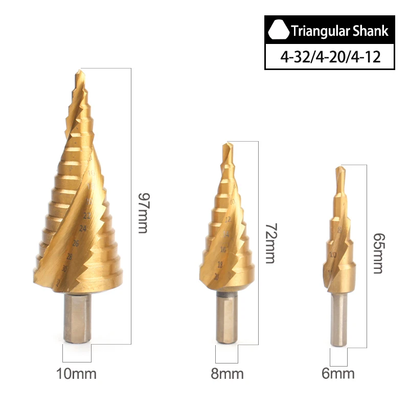 5/9/15steps 4-32mm High Speed Steel Spiral Grooved Metal Conical Drill Bit HSS Step Cone Cutter Tools Titanium Coated Metal Bit