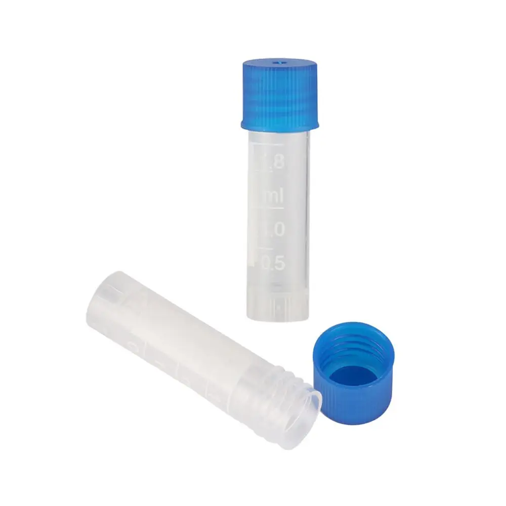 100Pcs 1.8ml PP Lab Analysis Freezing Tubes Graduation Centrifuge Tube Volume Vials Bottles Screw Cap Standable Cryotube