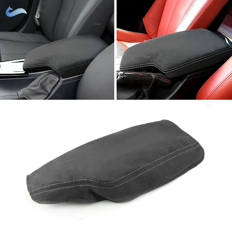 

LHD Suede Leather gray line Armrest Cover For BMW 3 Series F30 2013 2014 2015 2016 2017 2018 Center Console Lid Armrest Box Trim