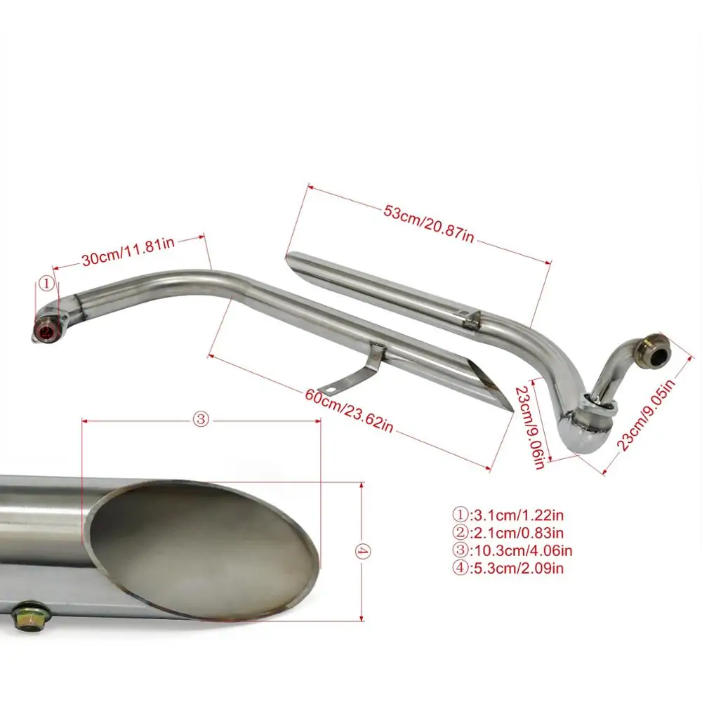 For Yamaha Virago 125 V star XV 250 XV 125 Motorcycle Slash Cut Exhaust Pipe With Muffler Exhaust System+Silencers Chrome Black