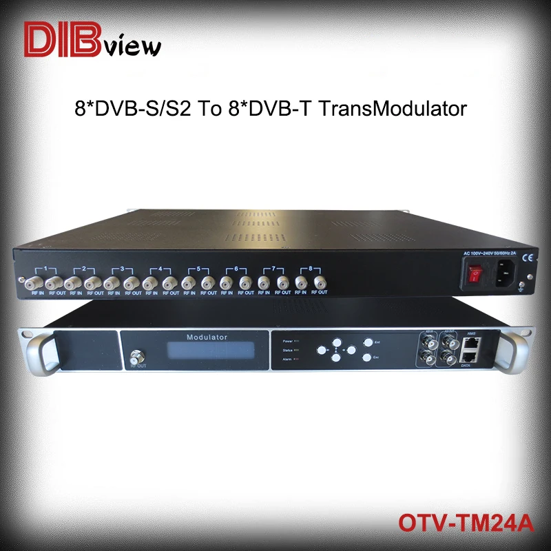 

Dibview OTV-TM24A FTA Satellite 8 frequencies/carriers DVB-S/S2 to RF 8 frequencies DVB T/16carriers C Digital TV TransModulator