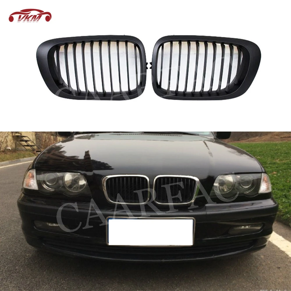 

ABS Front Kidney Double Slat Grill Mesh Grille Frame Covers For BMW 3 Series E46 4 Door 2Door Coupe 318I 320I 325I 1998-2001