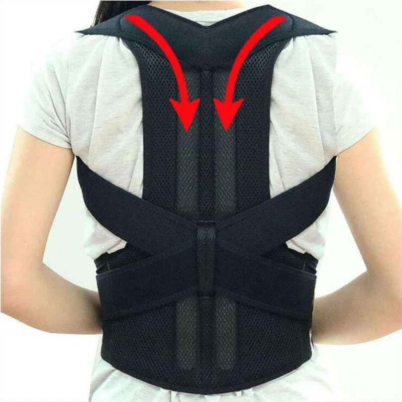 Women Body Shaper Shoulder Back Support Belts Men Posture Corrector Support Magnetic Brace Adjustable 3XL Plus Size