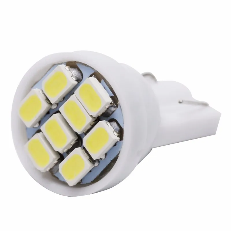 T10 W5W LED Signal Bulb for Car Interior Dome Reading Light Super Bright Auto Luggage Trunk Lamp License Plate Lights White 8SMD