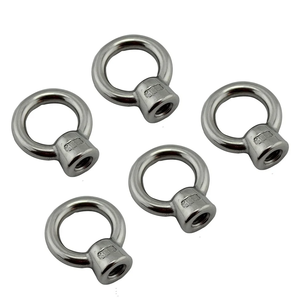 

5PCS 304 Stainless Steel 1169 Eye Nut M10 Heavy Duty Stainless Lifting Eye Bolt Nuts