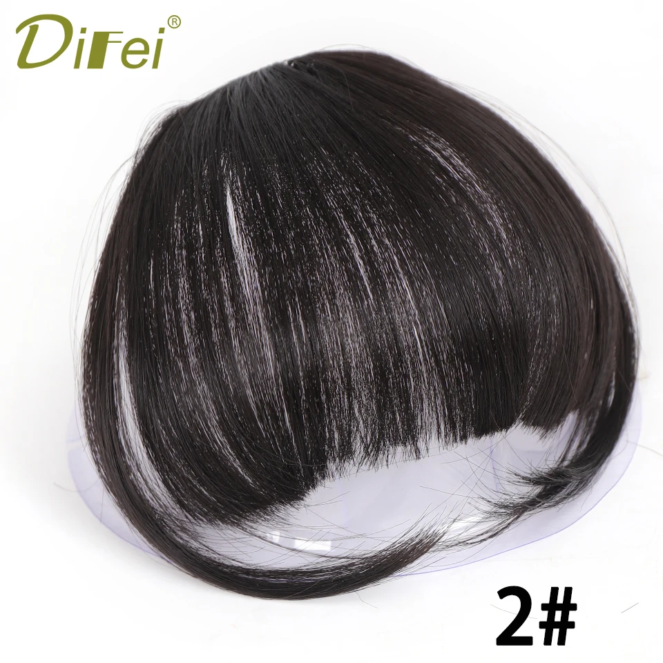 Difei-女性用人工毛エクステンション,フリンジ,ヘアクリップ,偽の髪,短いヘアクリップ,黒い色