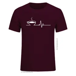 T Shirt męski z krótkim rękawem okrągły kołnierzyk kawowe bicie serca koszulki na co dzień śmieszne T Shirt z nadrukiem