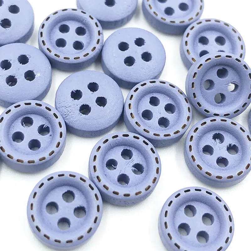 50pcs mini 1cm mix color Wooden sewing button scrapbook round dotted coffee four holes 10 mm WB743