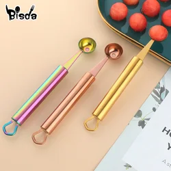 1Pc Stainless Steel Melon Fruit Spoon Hangable Ball Scoop for Ice Cream Watermelon Cantaloupe Spoons Cold Party Kitchen Utensils