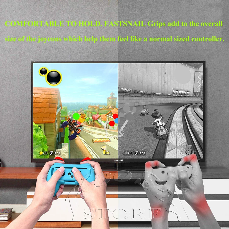 10 in 1 Nintend Switch Accessories Kit  2 Racing Steering Wheel 2 Handle Grip 6 Joycon Silicone Caps for Nintendoswitch Joy-con