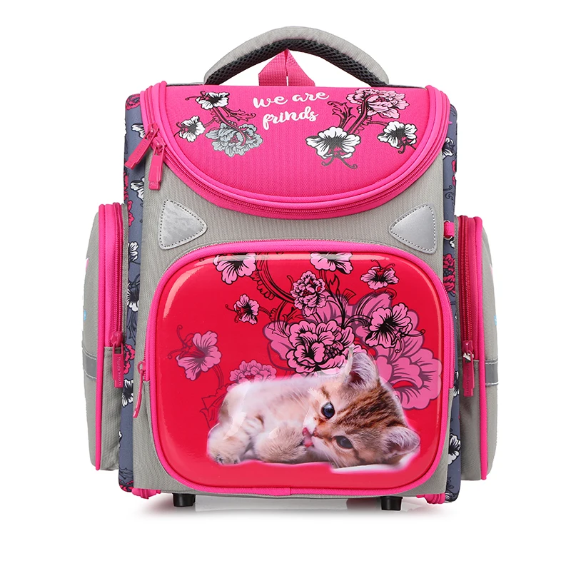 NEW Fashion Girls Cartoon Cat Waterproof School bags For Kids 1-5 Grade Children Orthopedic School Backpacks Mochila Escolar