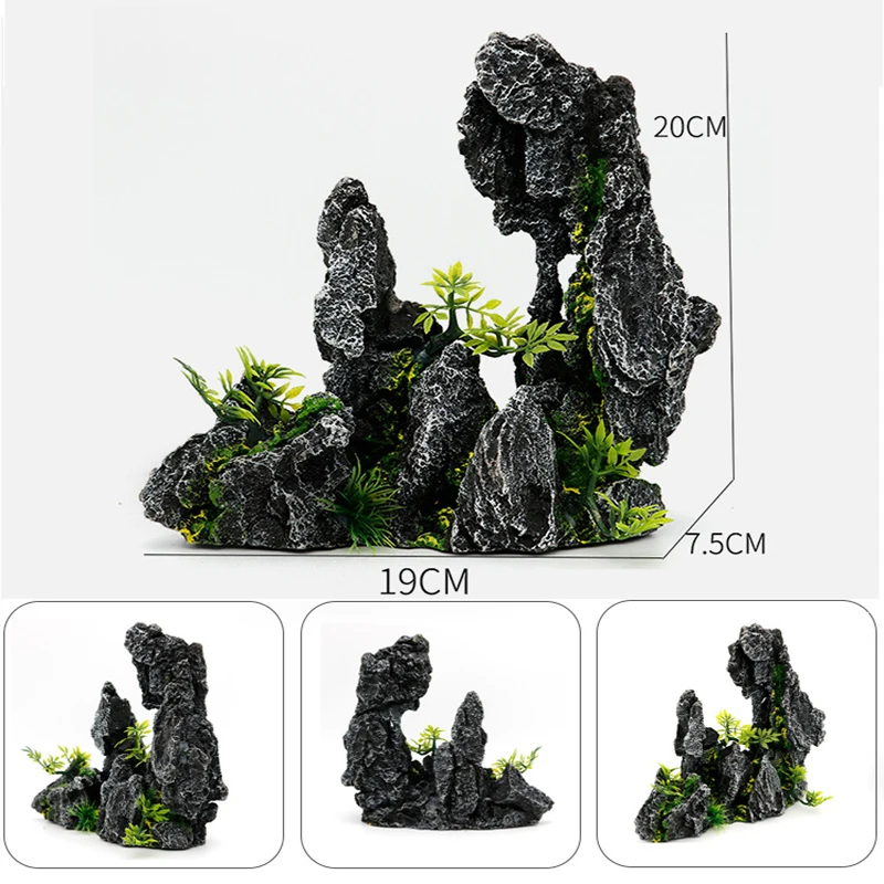 Aquarium Rockery Stone Aquatic Ornaments Fish Tank Landscaping Simulation Landscape Resin Rockery Stone Pet Accessoriess