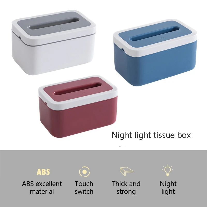 Creative Napkin Tissue Box with Night Light, Waterproof, Removable, Storage Box, Dining Table, Household