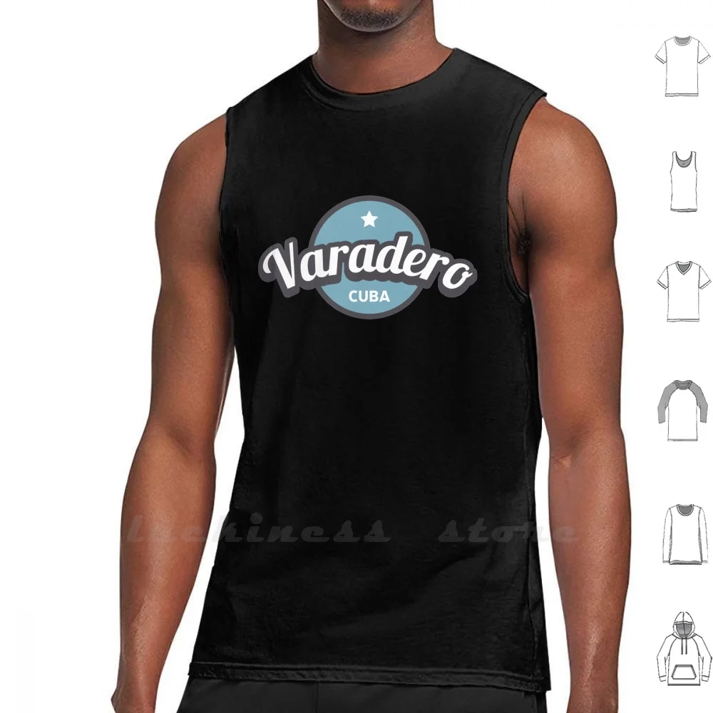 Varadero Cuba Retro Badge Tank Top Cotton Vest Sleeveless Men Women Varadero Cuba Badge Retro Travel Beach Souvenir Holiday