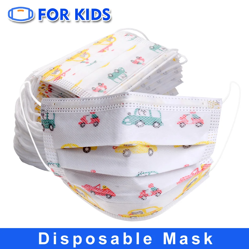 Kids Disposable Masks 10PCS-200PCS Little Car Cat Cartoon Children Mouth Mask Filter 3 Ply Anti Dust Protective Child Face Maske