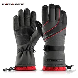 Catazer Touch Screen Winter Ski Gloves Snow Outdoor Sport Women Men Waterproof Warm Snowmobile Motorcycle Snowboard Ski Gloves