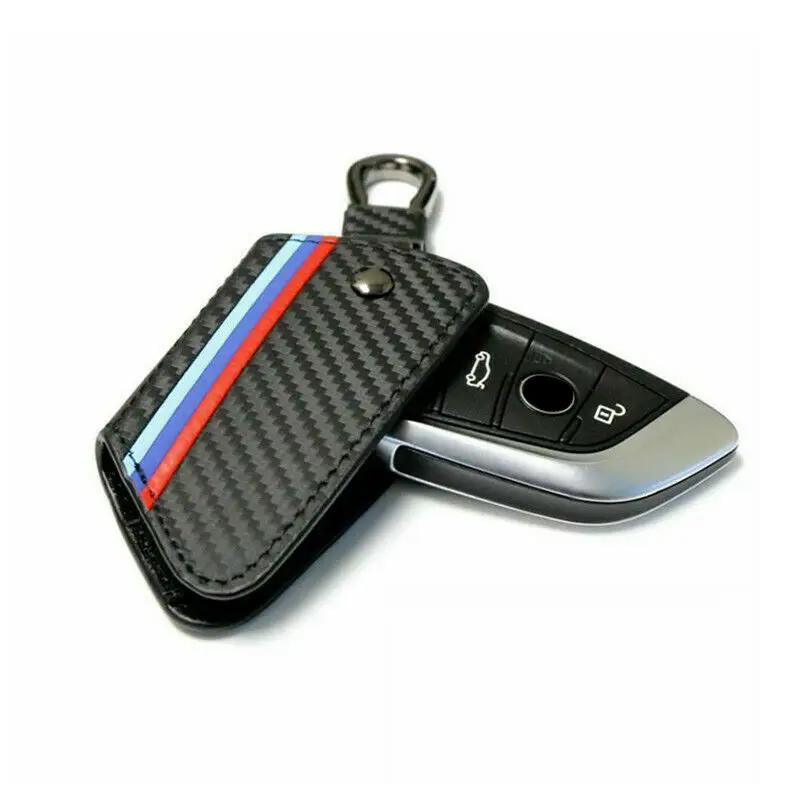 Carbon Fiber Leather Smart Key Cover Case for BMW X5 F15 X6 F16 G30 7 Series G11 X1 F48 F39