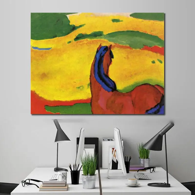 Wall Art Horse Painting Abstract Landscape Handmade Franz Marc Oil Painting Reproduction Modern Canvas Artwork Home Decor Yellow