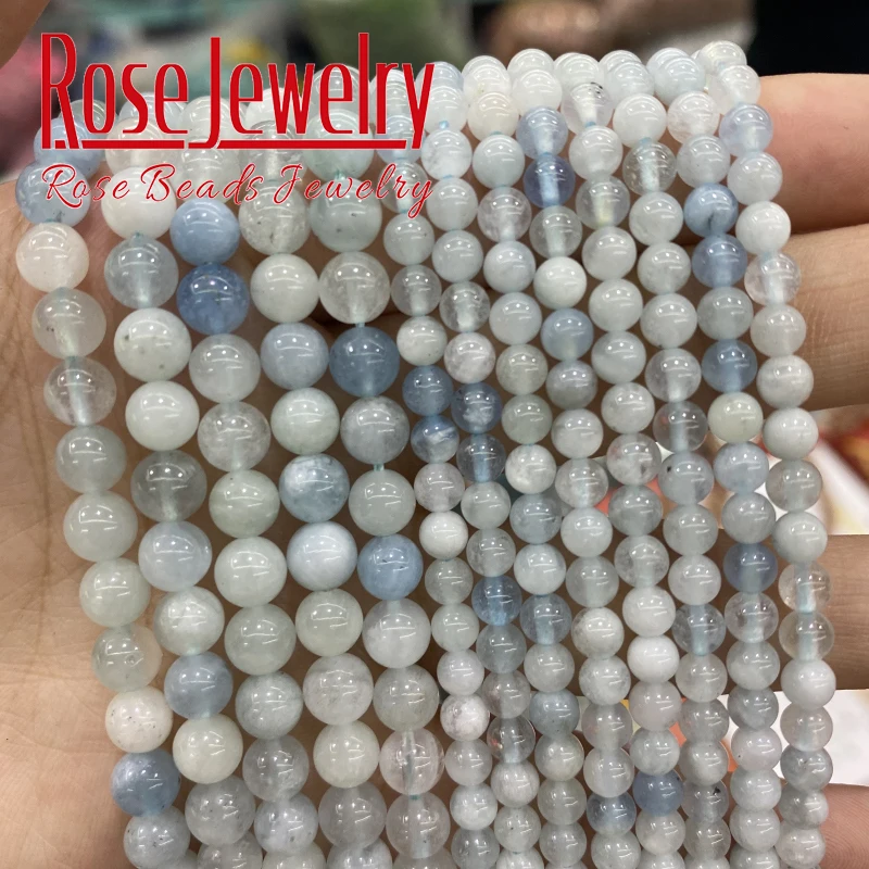 AAAA Natural Aquamarines Stone Round Loose Spacer Beads For Jewelry Making DIY Charm Bracelet Necklace 15