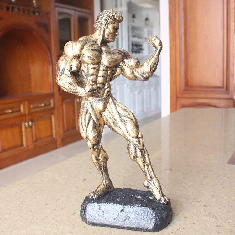 Self Carve Sculpture Decoration Bodybuilding Figures Muscle Men Resin Statue Fitness Room Craftwork Decor