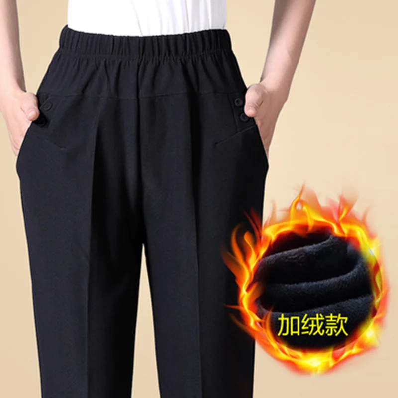 2022 NEW Autumn Women Trousers Oversize Elastic High Waist Loose Casual Pants Middle-aged Female Winter Warm Stretch Pants 8XL