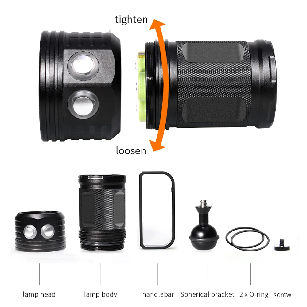 SecurityIng Photography Fill Light Highlight Lamp Diving Flashlight Underwater 100M  Dive Flashlight Video Camera Torch