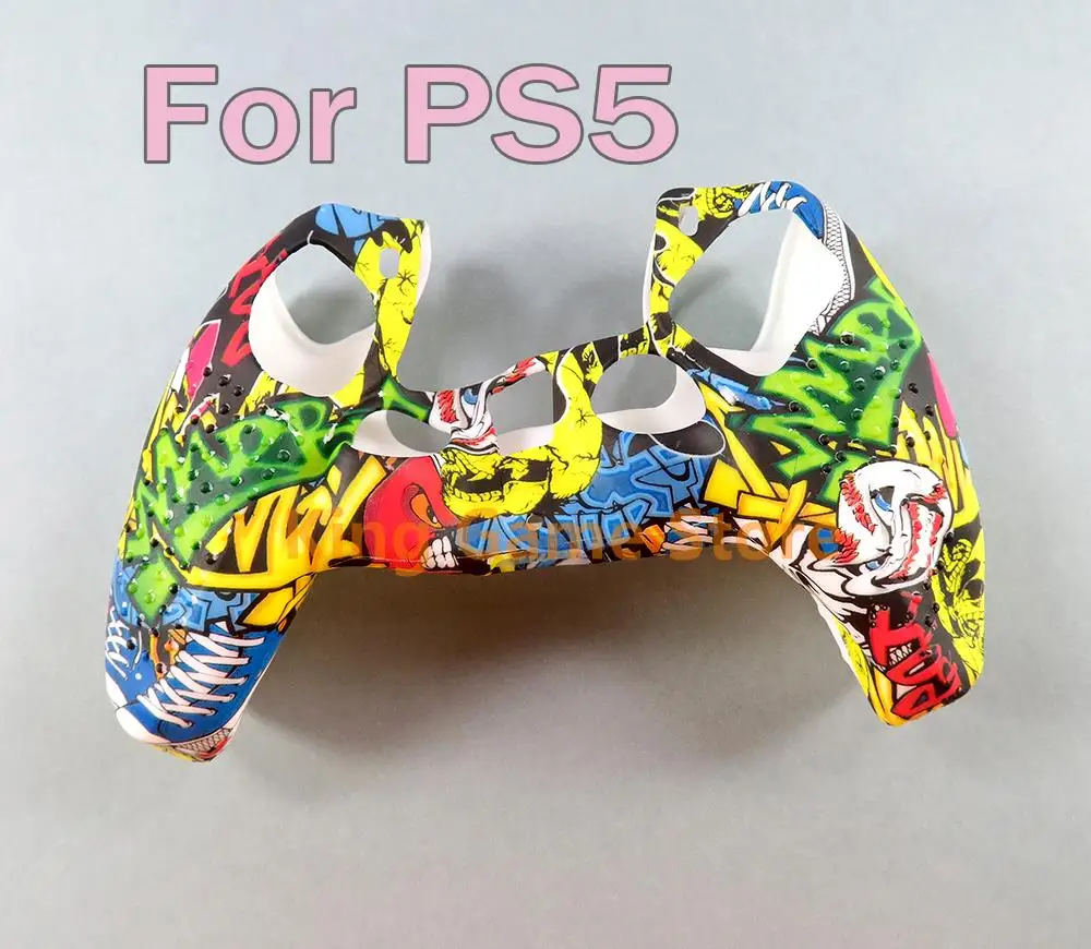 1 pc/lote capa de borracha de gel de silicone macio para playstation 5 ps5 impressão de transferência de água capa de pele para acessórios de jogo ps5
