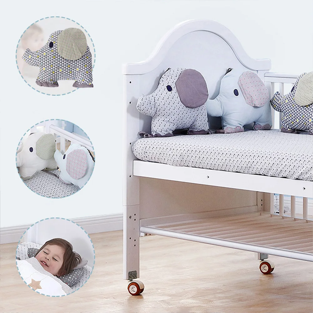 Ensemble de Literie pour Bébé, Lit de Nouveau-Né, Pare-Choc, Éléphant Mignon, Oreiller en Coton, Coussin, Décoration de Chambre, Jouet en Peluche