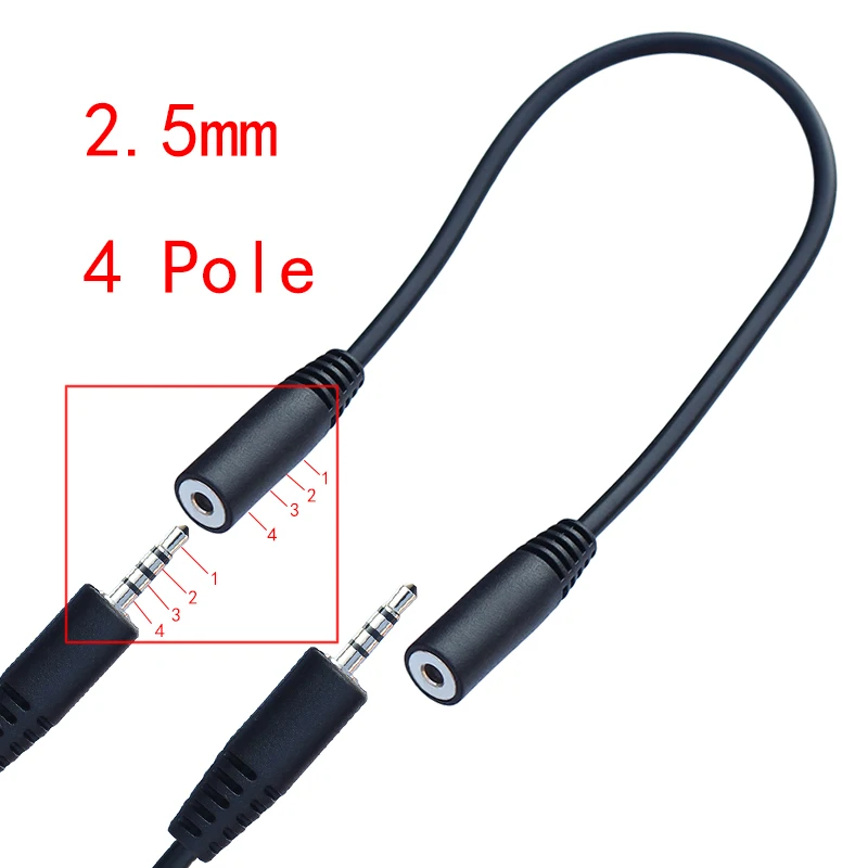 4 polak Stereo 2.5mm żeńskie do 2.5mm żeński adapter Audio kabel 20CM