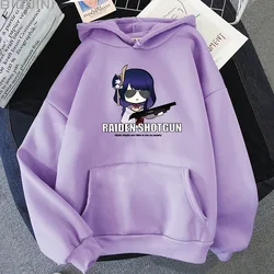 Beelzebul Cartoon Print Hoodie Oversize Unisex Genshin Impact Raiden Shogun Funny Manga Streetwear Female Anime Sweatshirts Wram