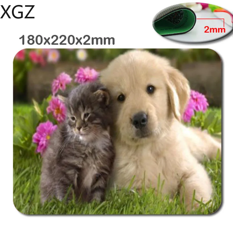 XGZ Animals Cat Kitten Dog Golden Retriever Puppy Mousepad,Custom Rectangular Mouse Pad in 220*180*2mm - office accessory and