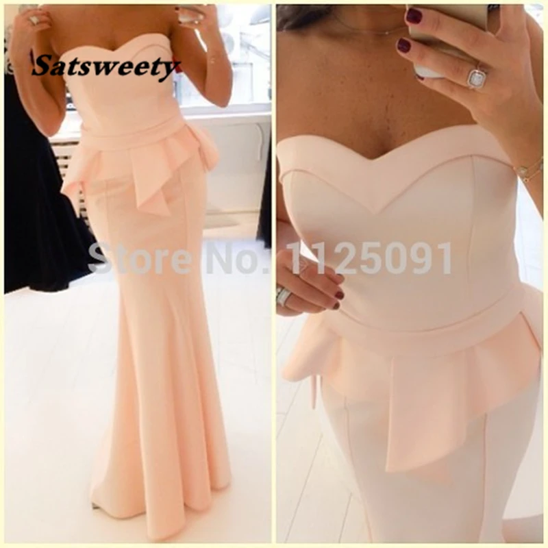 Vestidos De Fiesta Newest Sweetheart robe de soiree Long Prom Dress Mermaid Peach Evening Gowns Formal Floor Length