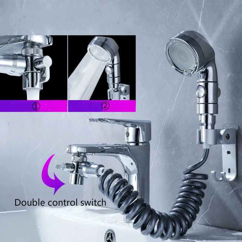Bathroom Faucet Extender External Shower Stainless Steel Water Divider Small Nozzle Set Bathroom Supplies Bath Shower System