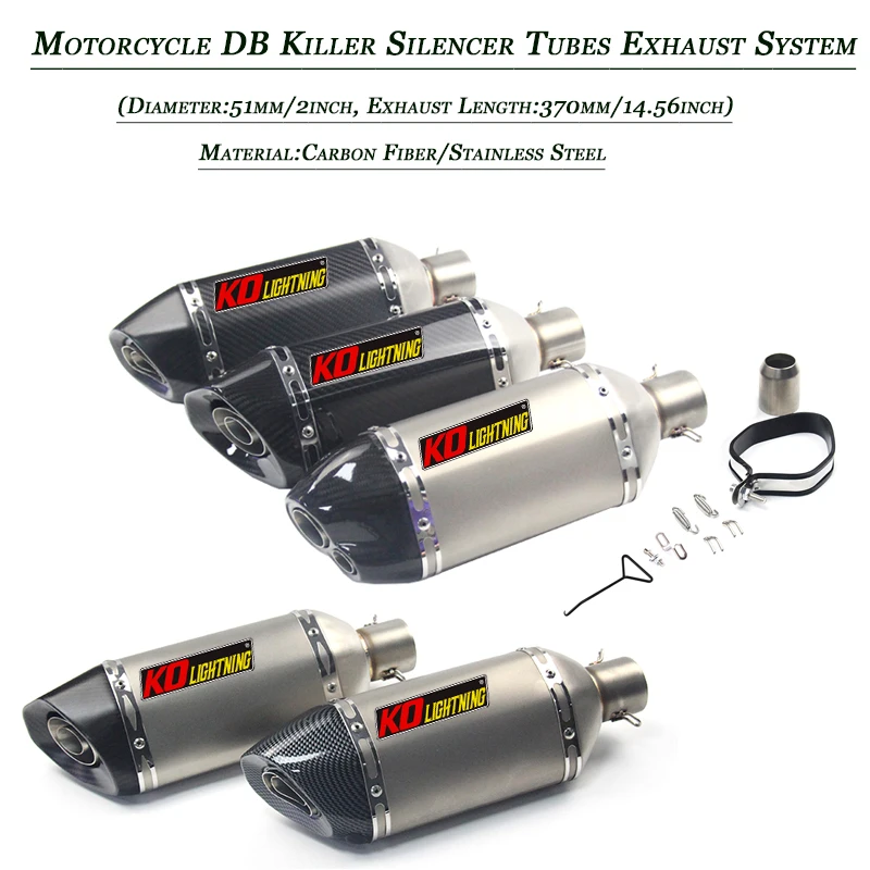 

Motorcycle Exhaust Silencer Tubes Removable DB Killer Escape Silp on 38-51mm Vent Muffler System Refit Tail Exhaust Pipe