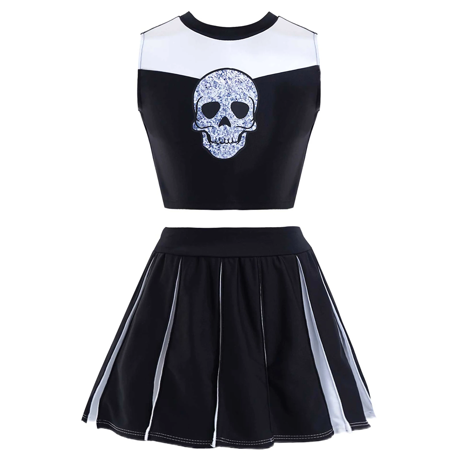 Kids Carnival Halloween Cheerleader Costume Cosplay Girls Skull Outfit Fancy Dress Zombie Cheer Camp Costumes Clothes for Girls