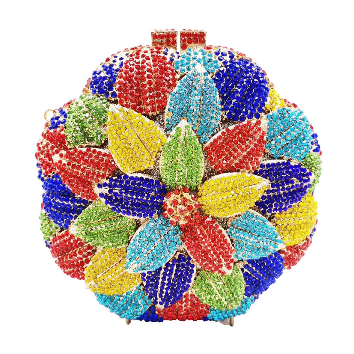 

Fashion Crystal Evening Bags Diamond Roundness Rose Gold Orange Clutch Bags Wedding Chain Handbags Female Purse