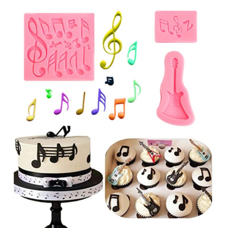 Music Silicone Molds Musical Notes Cupcake Topper Fondant Cake Decorating Tools Polymer Clay Candy Chocolate Gumpaste Moulds