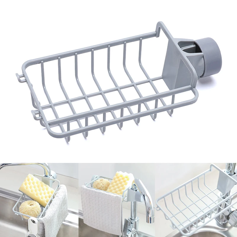 

Detachable Faucet Storage Racks Large Capacity Kitchen Storage Shelf Hollow Sink Drain Holder Waterproof Rag Sponge Sink Rack