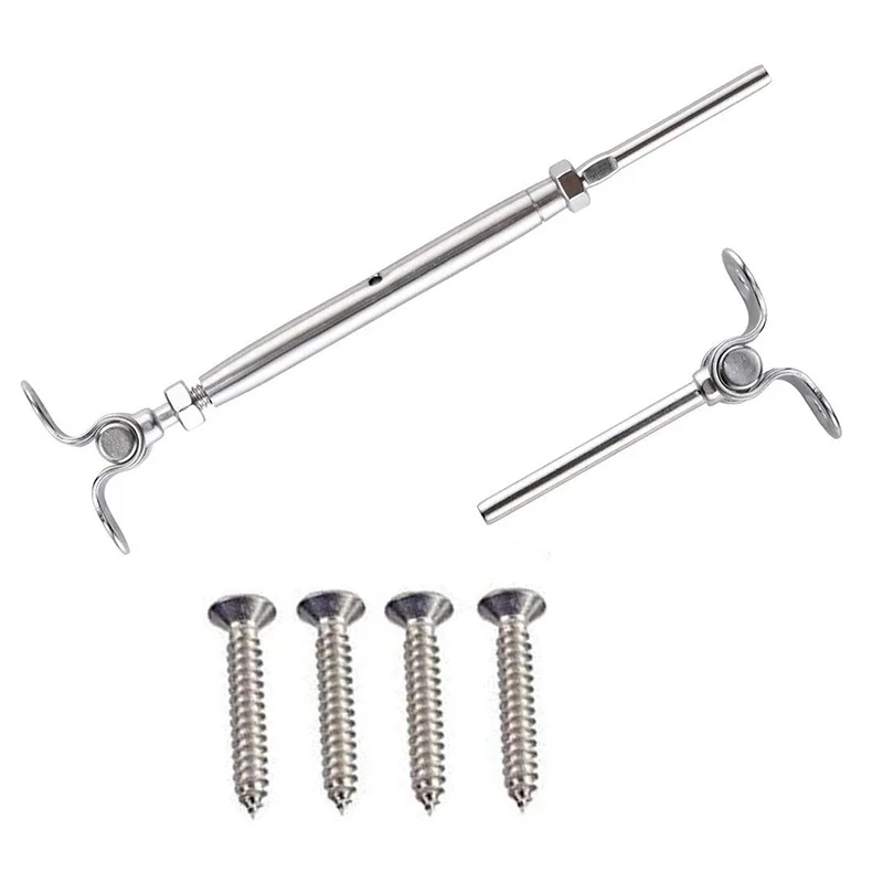 Stainless Steel Cable Railing Kit Systems Fit 1/8" Wire Rope Angle 180 Degree Adjustable Swage Toggle Turnbuckle And End WWO66