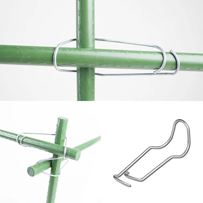 Plant Cages Steel Buckle Fixing Clamp Garden Greenhouse Pipe Support Fixing Clamp Connector Steel Pressing Spring Wire Clip