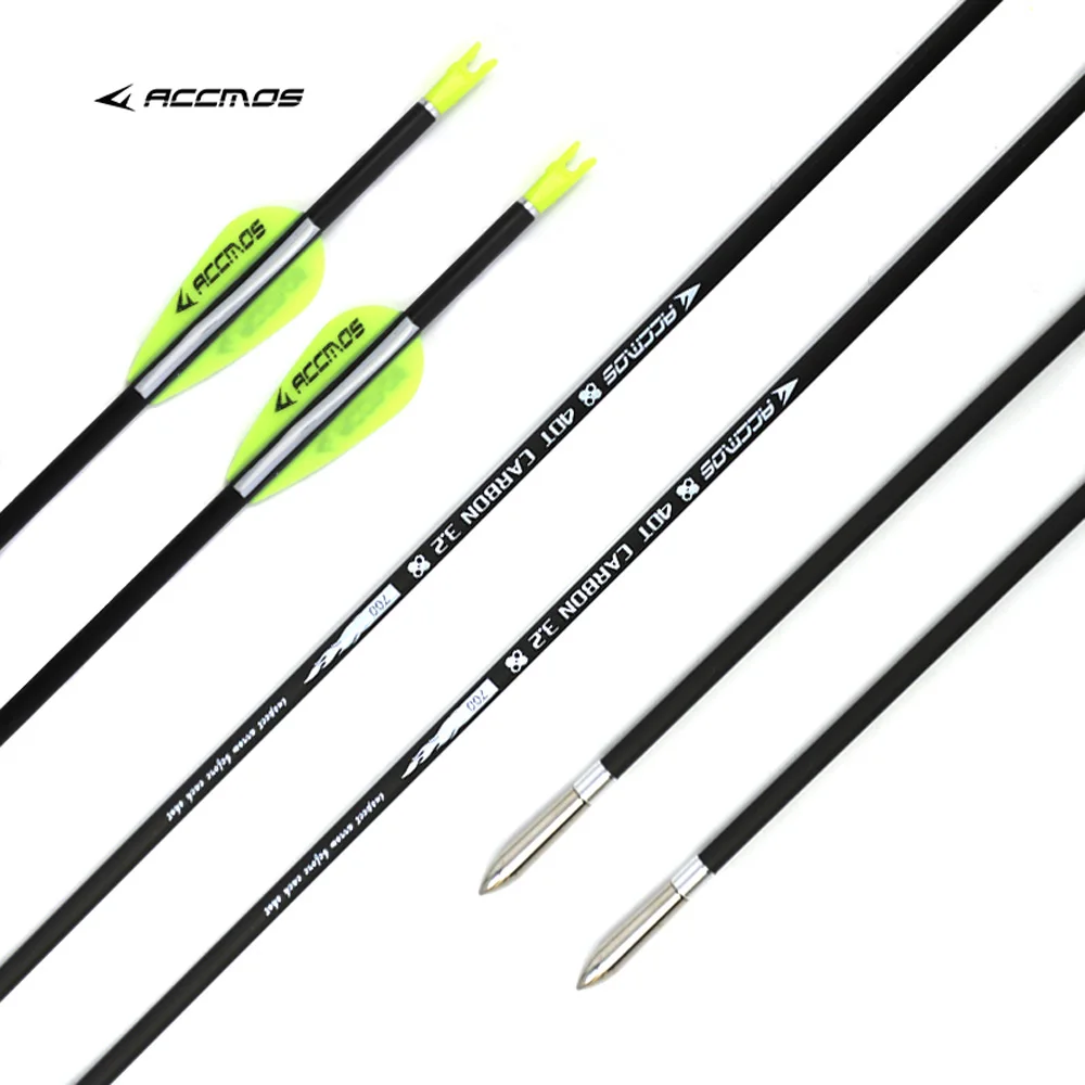 

12pcs ID 3.2mm +/-0.009" Carbon arrows Sp350 400 450 500 550 600 650 700 750 800 900 1000 Recurve Compound Bow Shooting Hunting