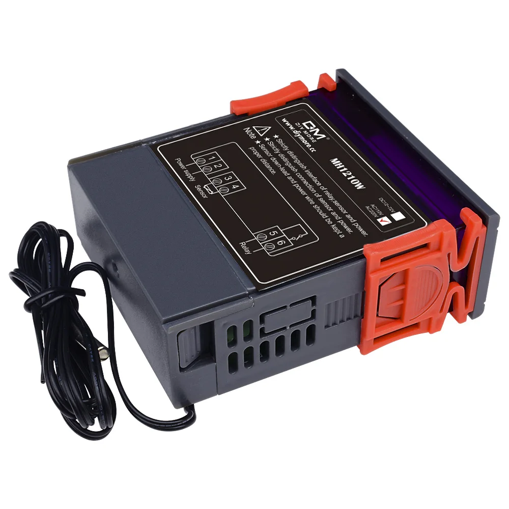 Imagem -06 - Controlador de Temperatura com Sensor Controle de Resfriamento de Aquecimento Mh1210w dc 12v 24v ac 90250v 10a 220v Regulador Termostato com Sensor50110c