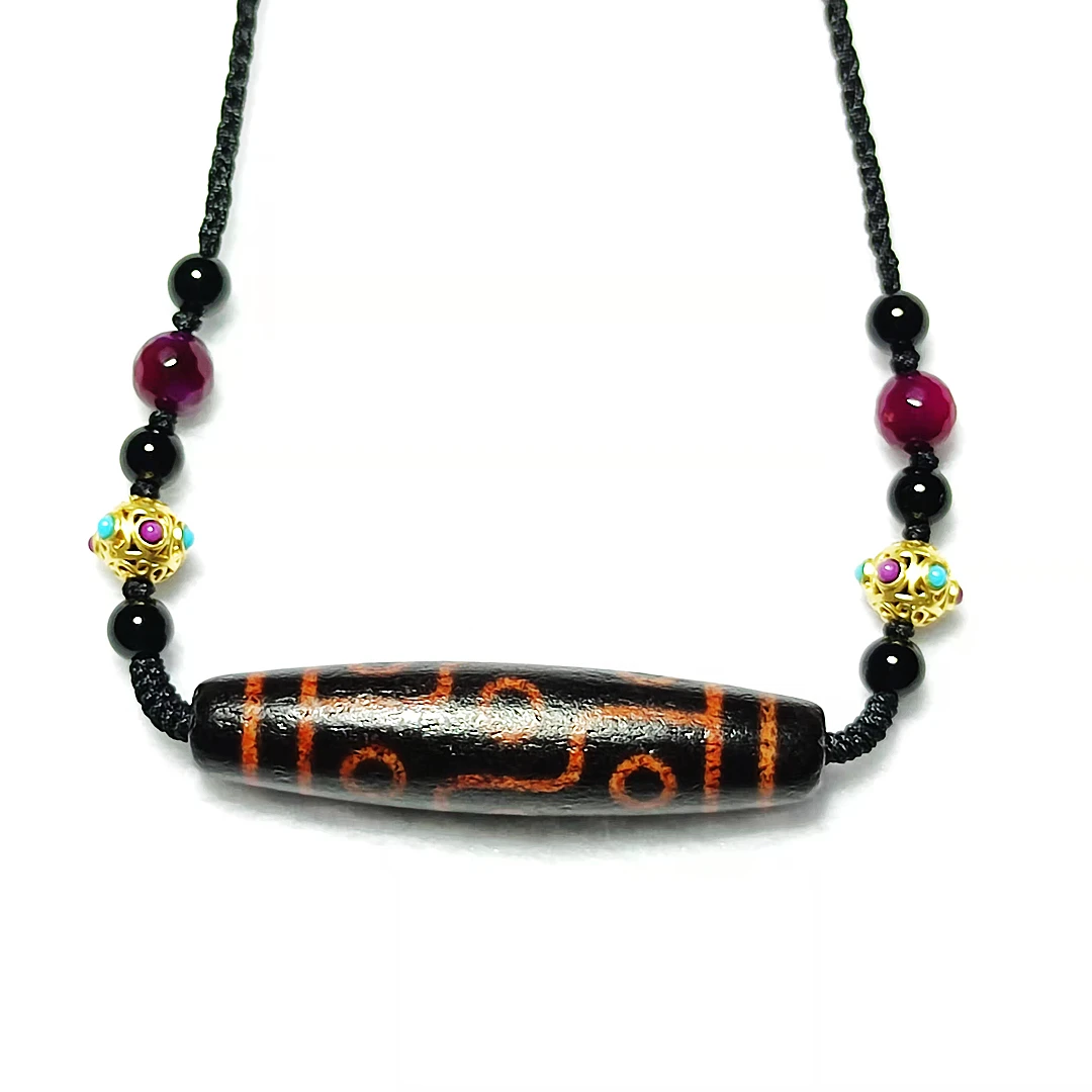 

Тибет 9-глаза тотемный агат бусины Дзи инкрустированные аксессуары в виде стрекозы тканый регулируемый амулет женское короткое ожерелье