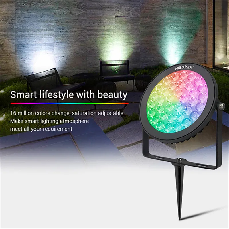 Miboxer FUTC04 6W RGB + CCT Thông Minh LED Đèn Sân Vườn Ngoài Trời Phong Cảnh Sáng IP66 Milight FUTC03 15W FUTC05 25W RGB + CCT Bãi Cỏ Chiếu Sáng