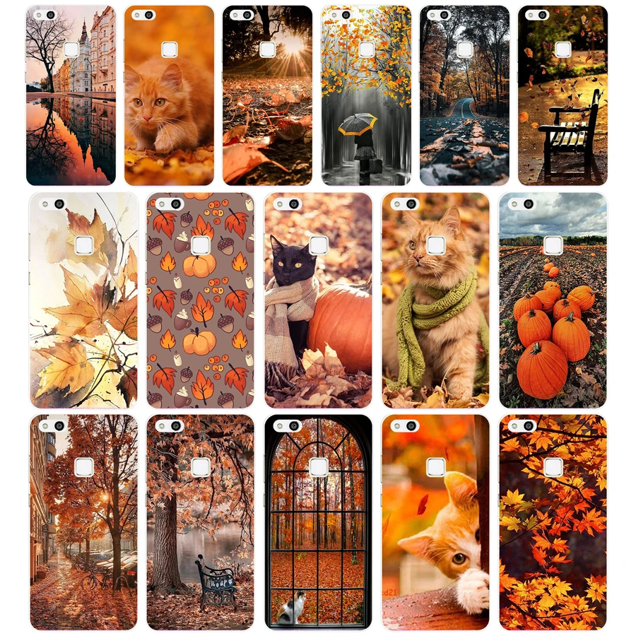 353FG Autumn leaves Soft Silicone Tpu Cover Case for huawei Honor 9 p10 mate 10 lite y6 prime 2018  play p smart