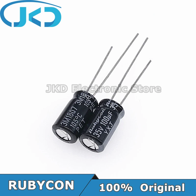 20pcs RUBYCON 100UF 35V 6.3*11mm 100UF35V 35V100UF 6.3x11mm Aluminum Electrolytic Capacitor 100% Original